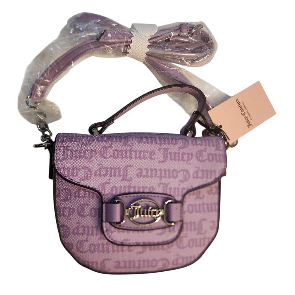 NWT Juicy Couture Monogram Lavender Lilac Small Hand Bag Crossbody Snap